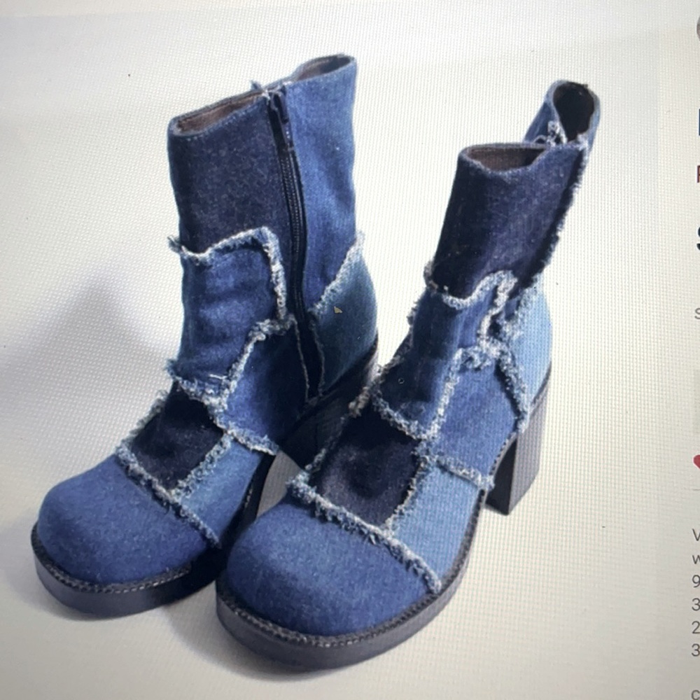 Denim Patchwork Boots